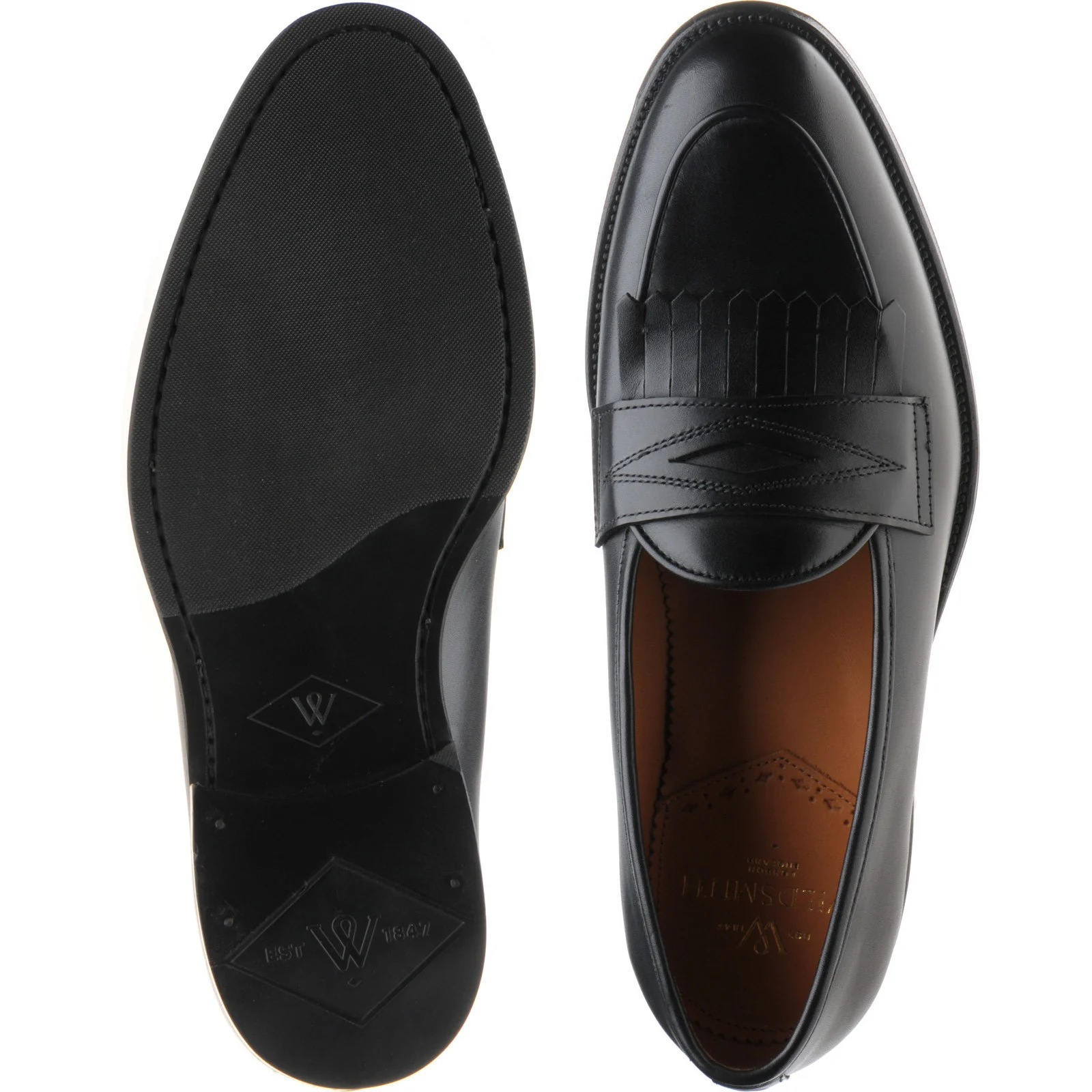Wildsmith Model 8 mens rubber-soled loafers in black calf - Image 3