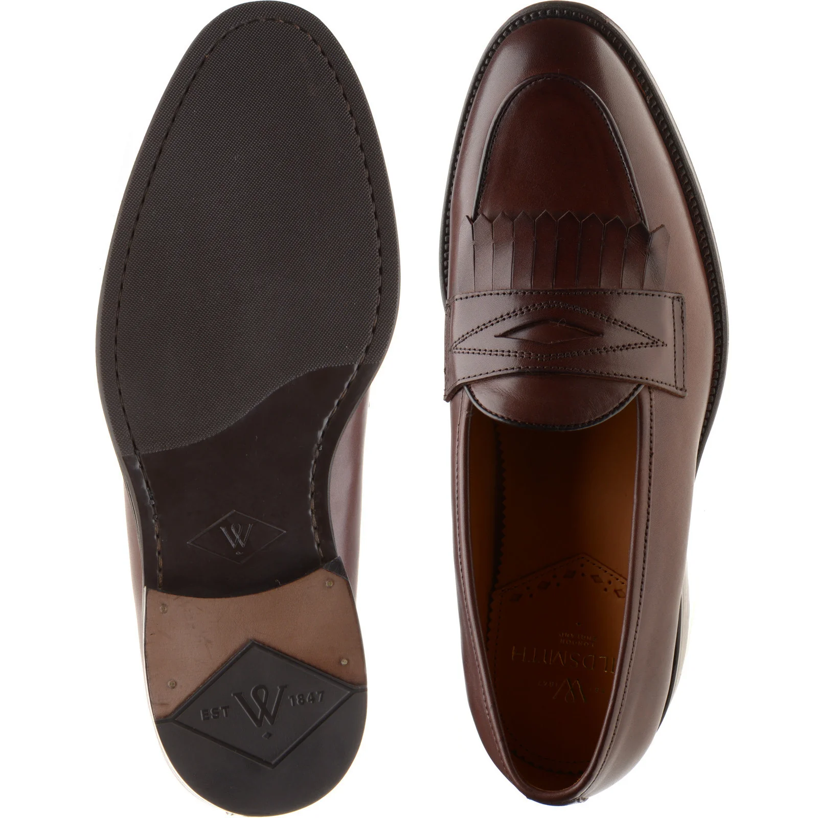 Wildsmith Model 8 mens rubber-soled loafers in conker calf - Image 3