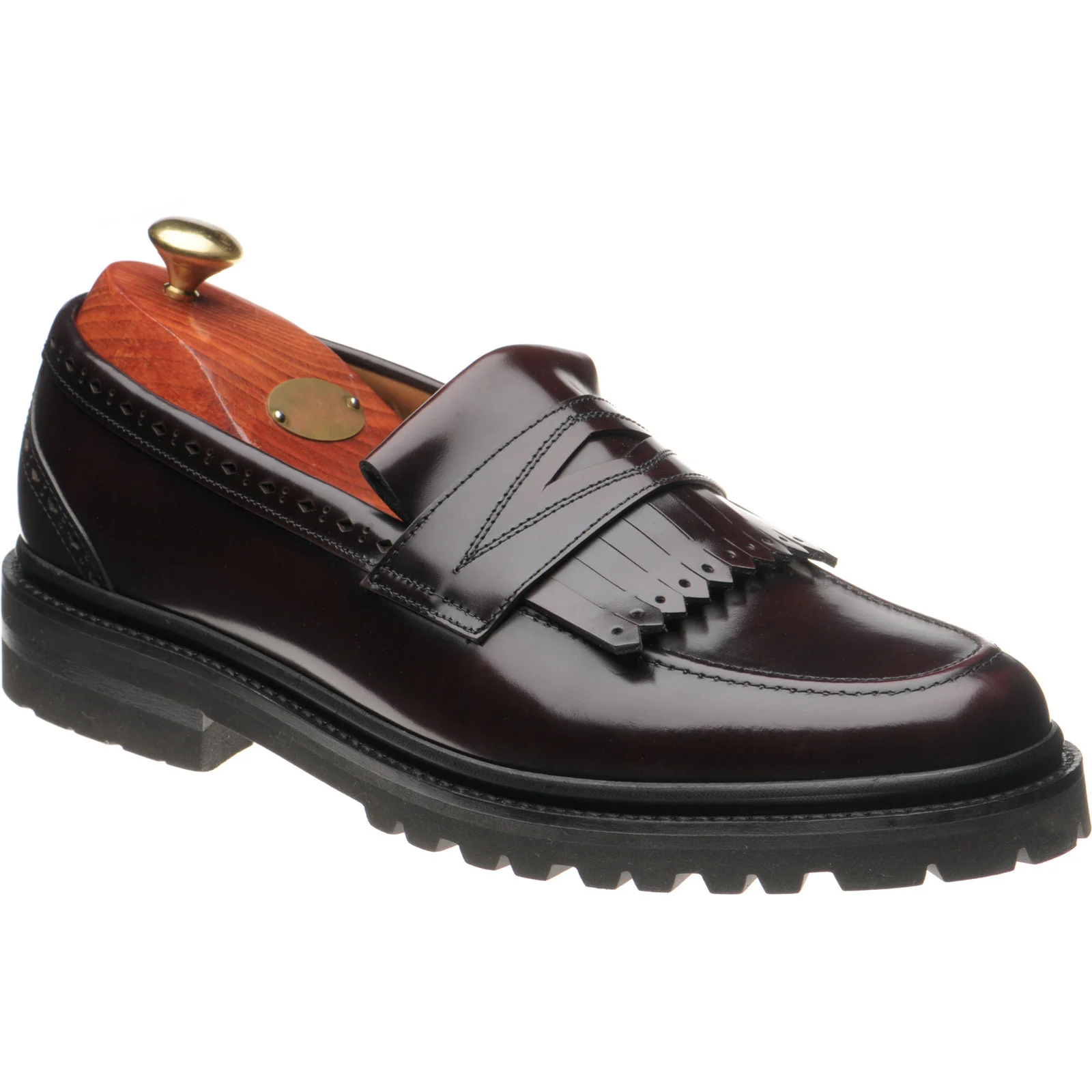 Wildsmith Model 80 mens rubber-soled loafers in burgundy polished (second)