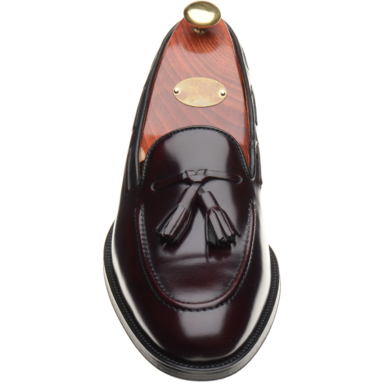 Wildsmith Model 82 mens tasselled loafers in burgundy polished - Image 2