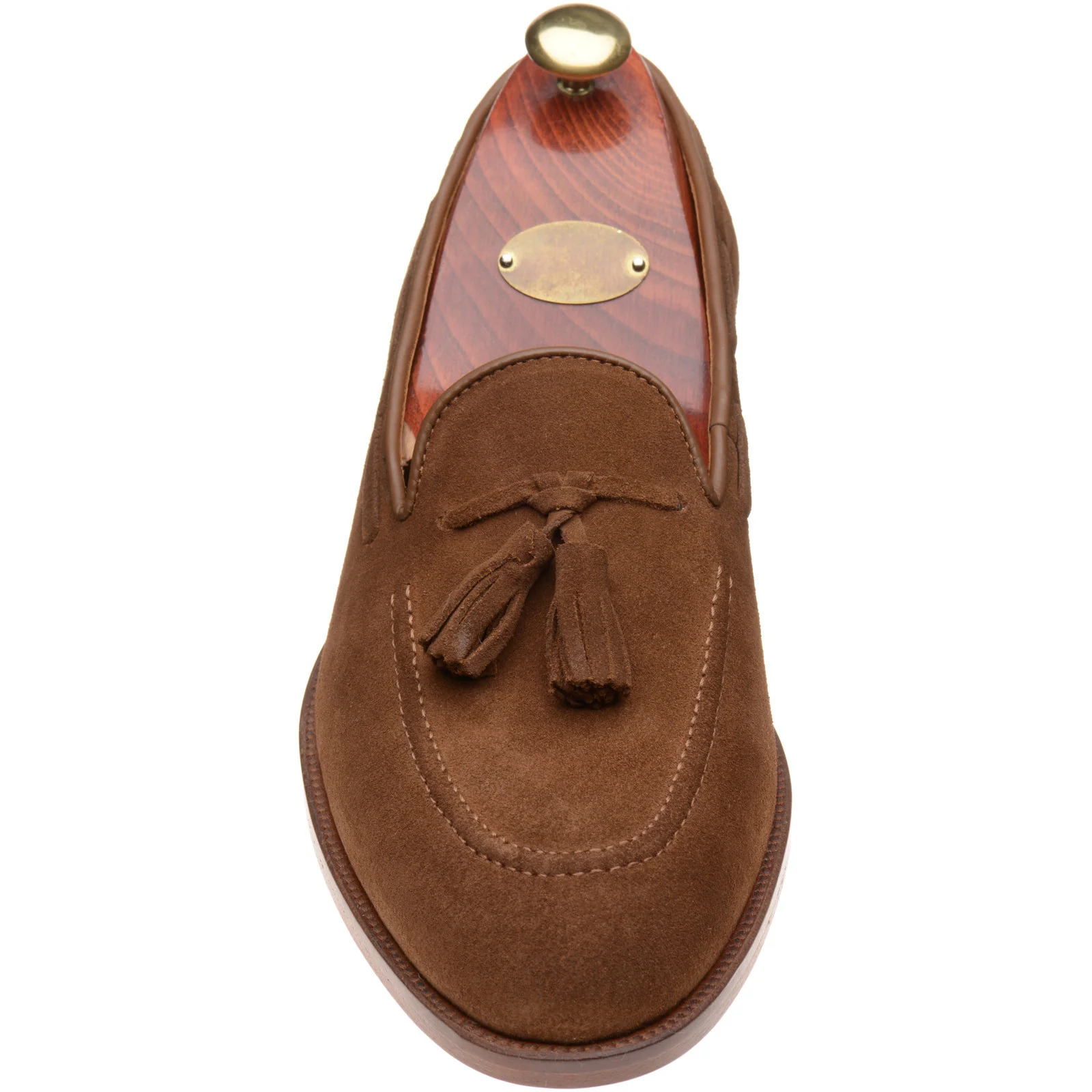 Wildsmith Model 82 mens tasselled loafers in dark tan suede (second) - Image 2