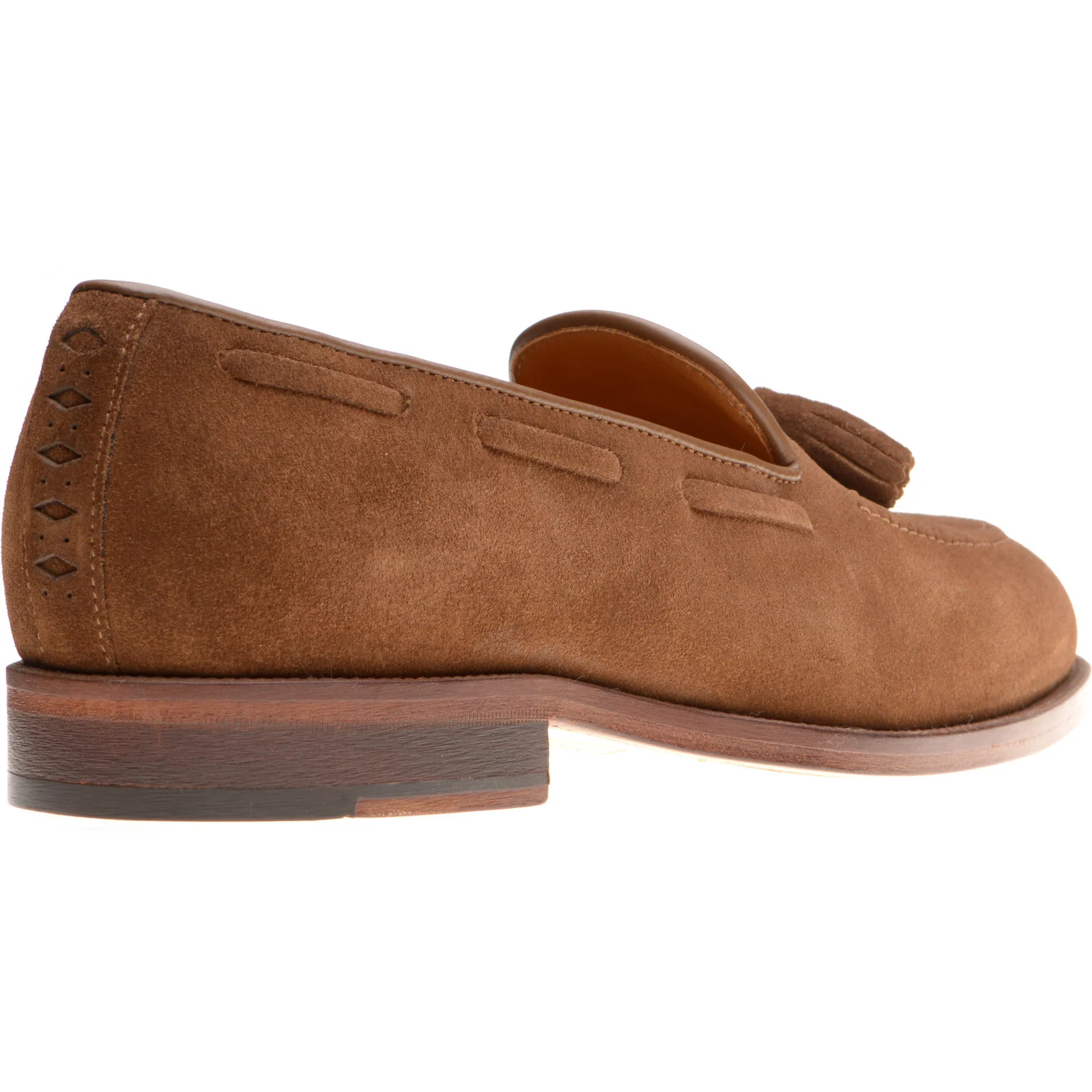 Wildsmith Model 82 mens tasselled loafers in dark tan suede (second) - Image 4