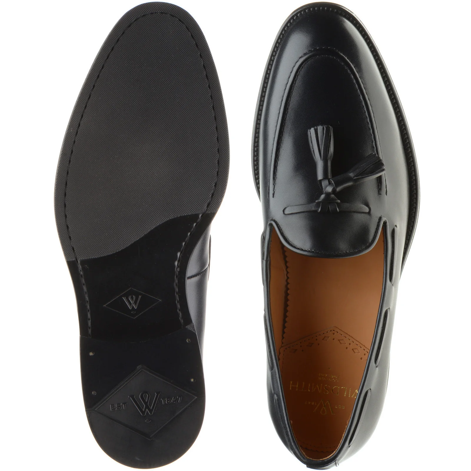 Wildsmith Model 82 Rubber mens rubber-soled loafers in black calf - Image 3