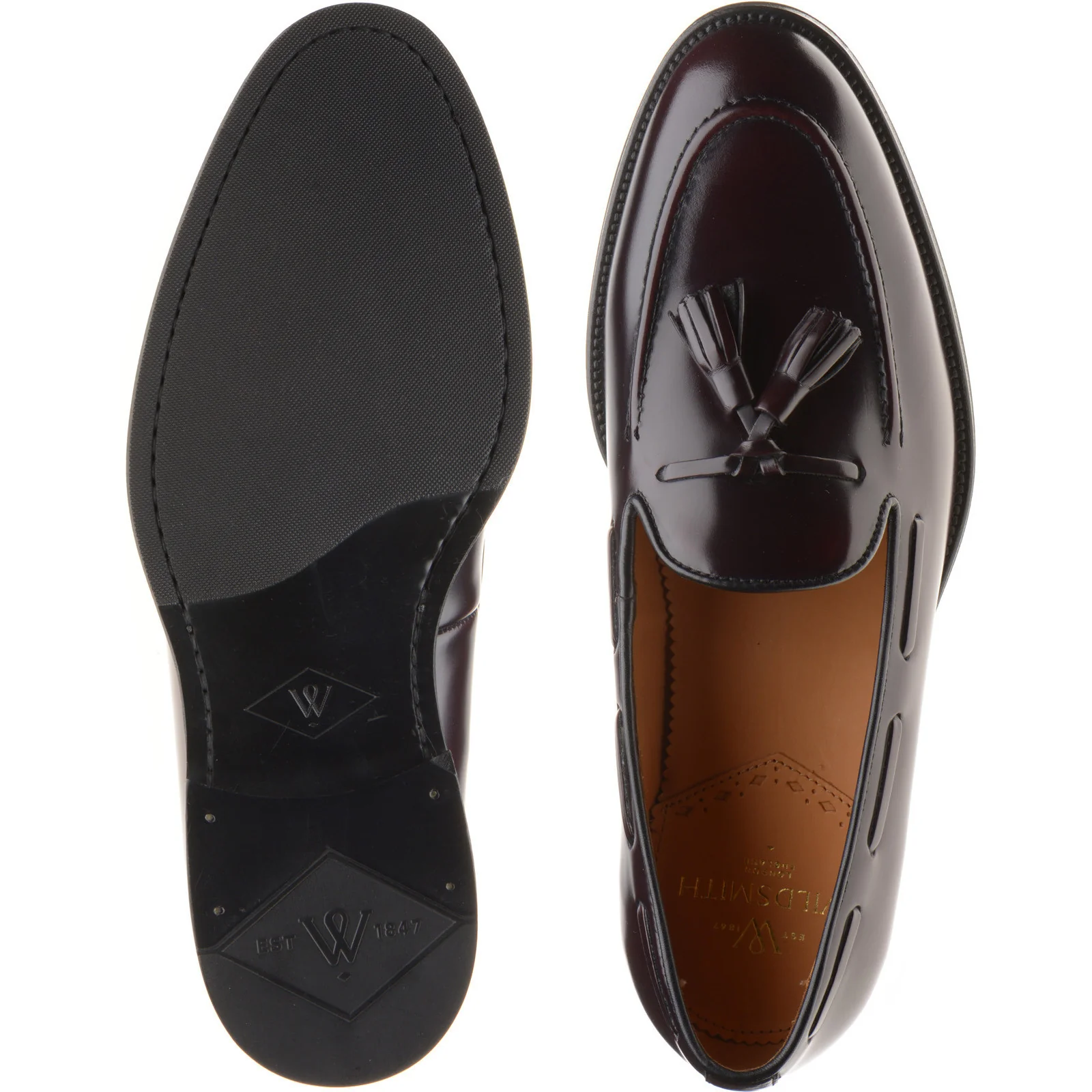 Wildsmith Model 82 Rubber mens rubber-soled loafers in burgundy polished - Image 3