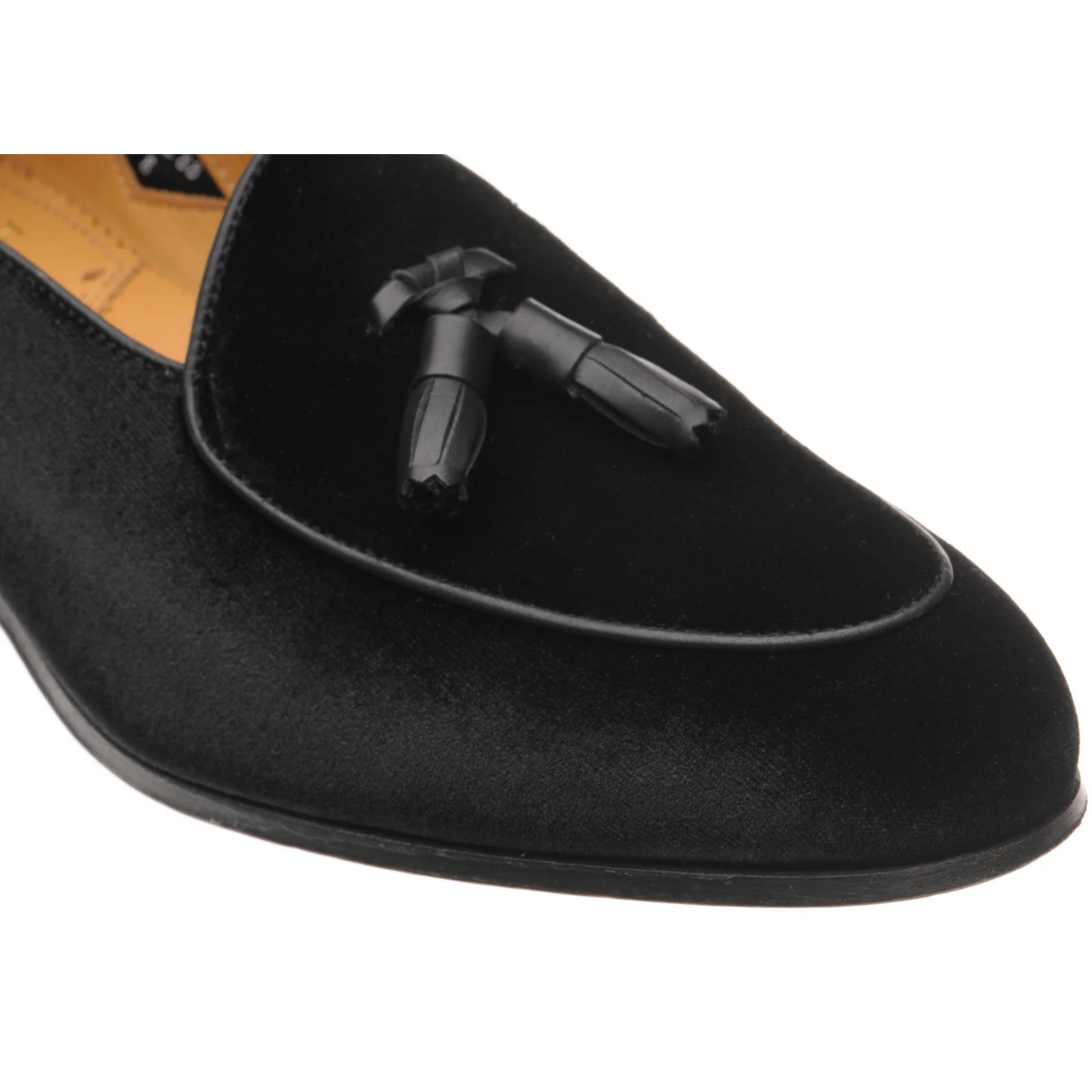 Wildsmith Model 88 mens tasselled loafers in black velvet - Image 5