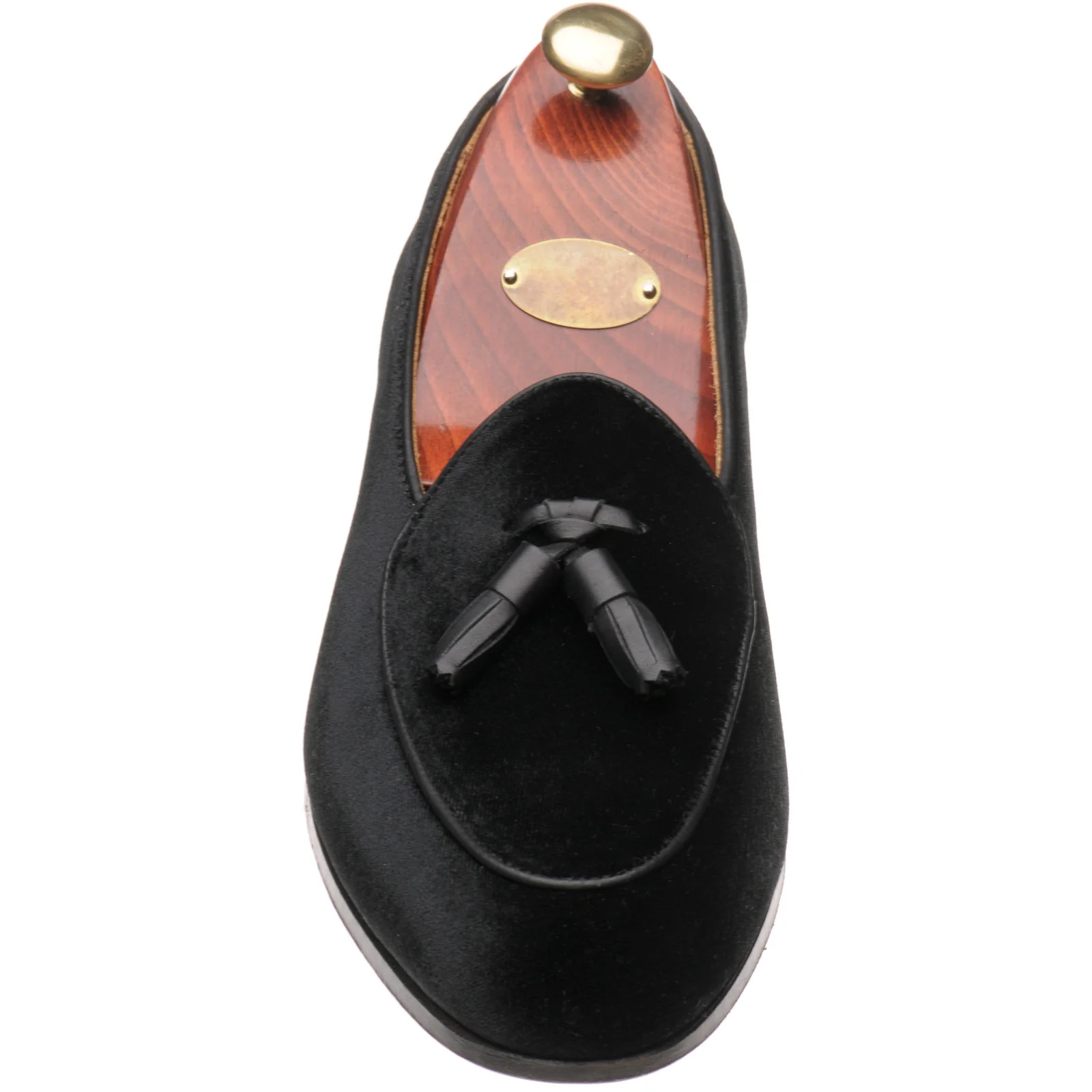 Wildsmith Model 88 mens tasselled loafers in black velvet (second) - Image 2