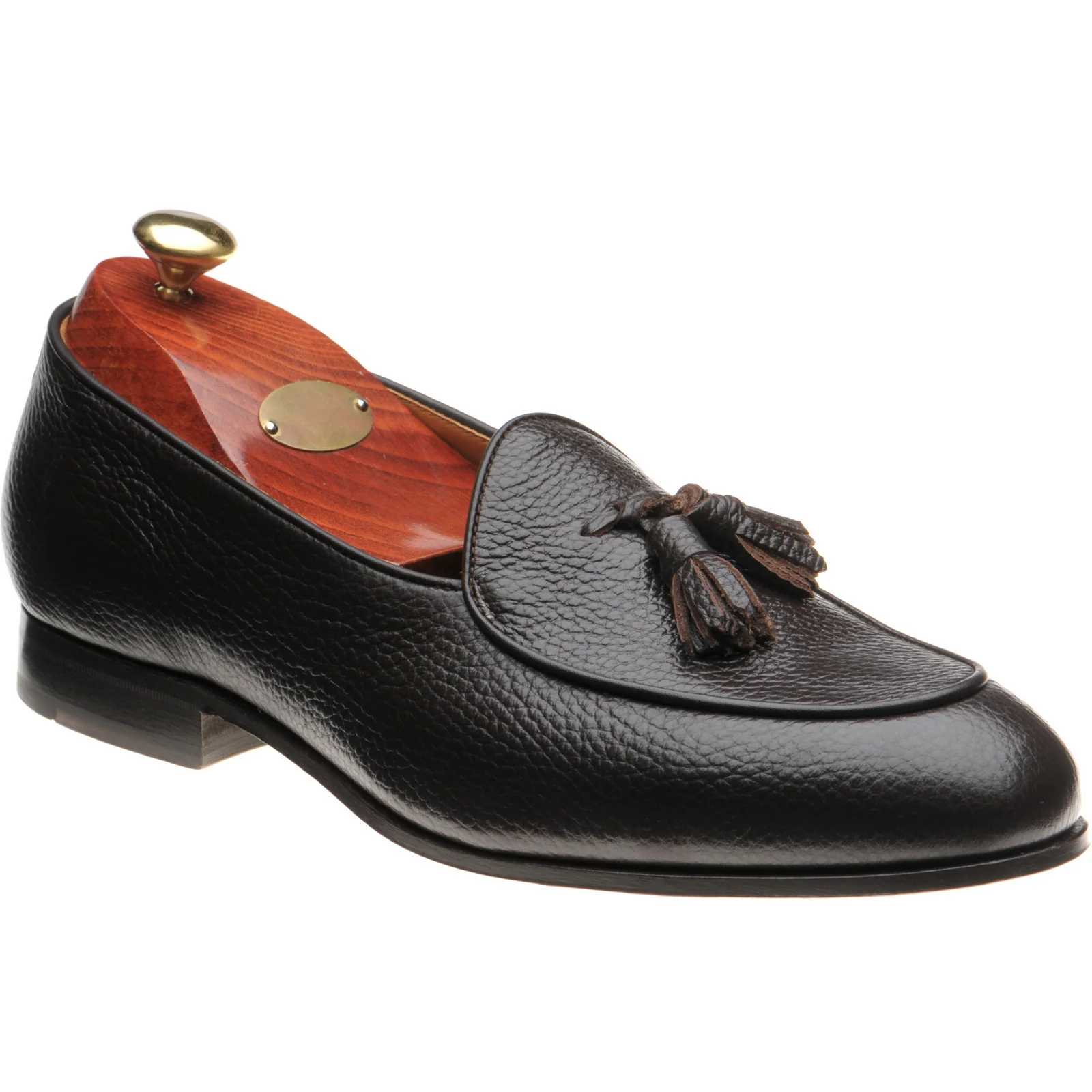Wildsmith Model 88 mens tasselled loafers in brown grain (second)