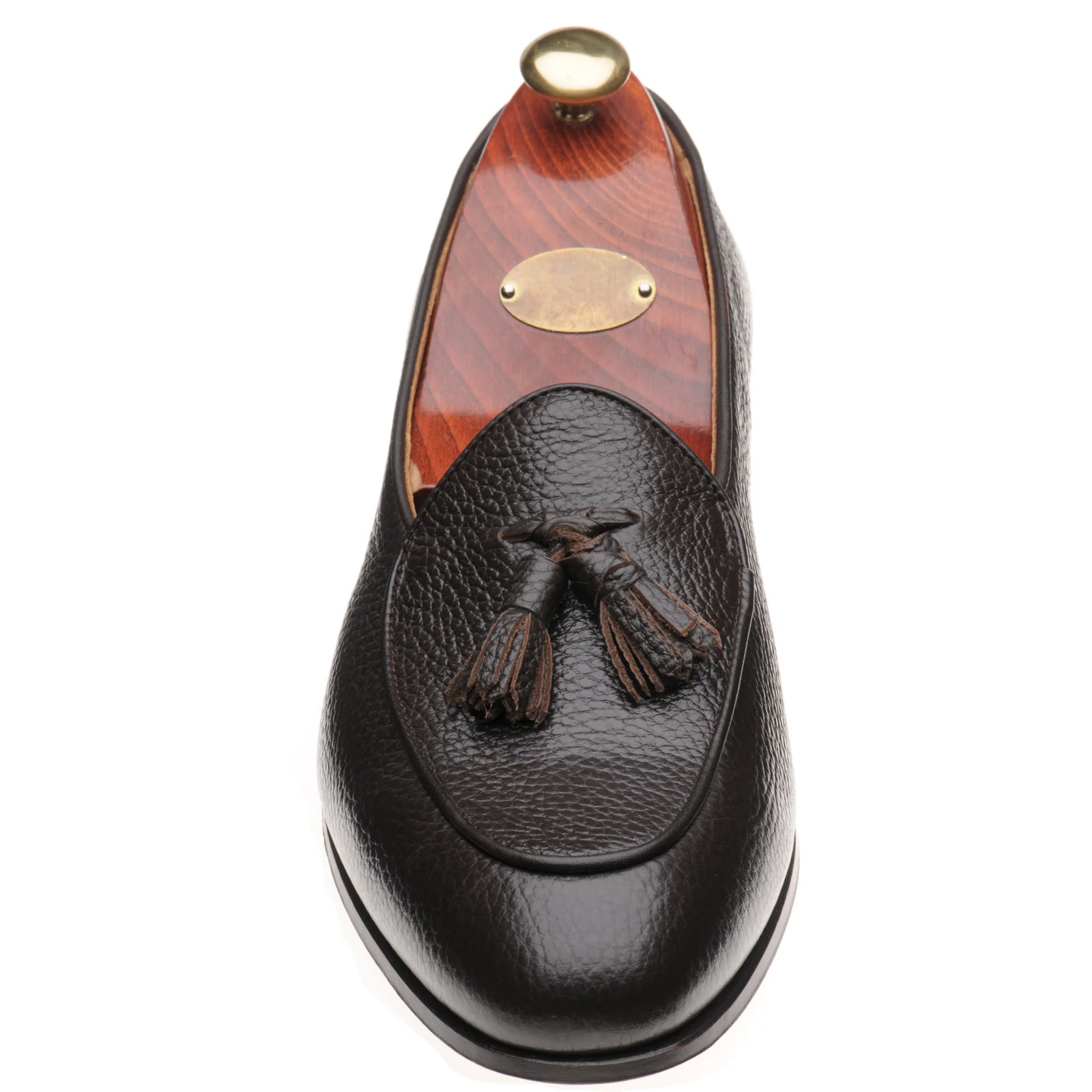 Wildsmith Model 88 mens tasselled loafers in brown grain (second) - Image 2