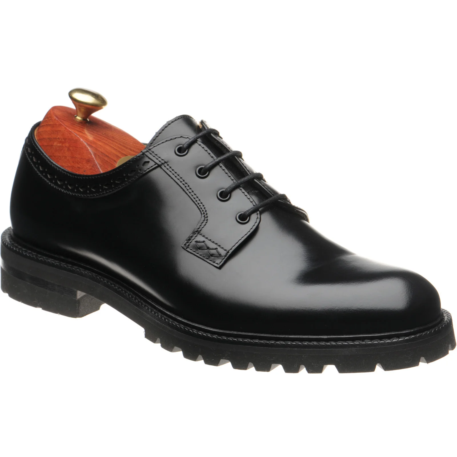Wildsmith Model 91 mens rubber-soled Derby shoes in black polished