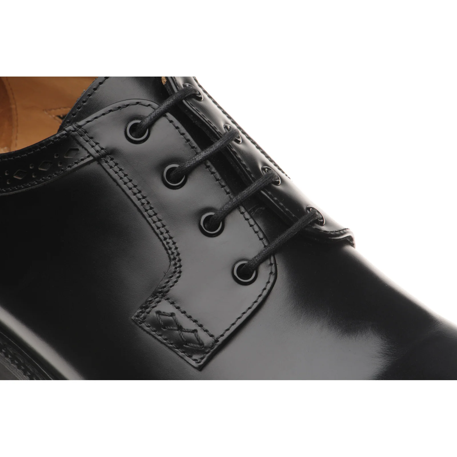 Wildsmith Model 91 mens rubber-soled Derby shoes in black polished (second) - Image 5
