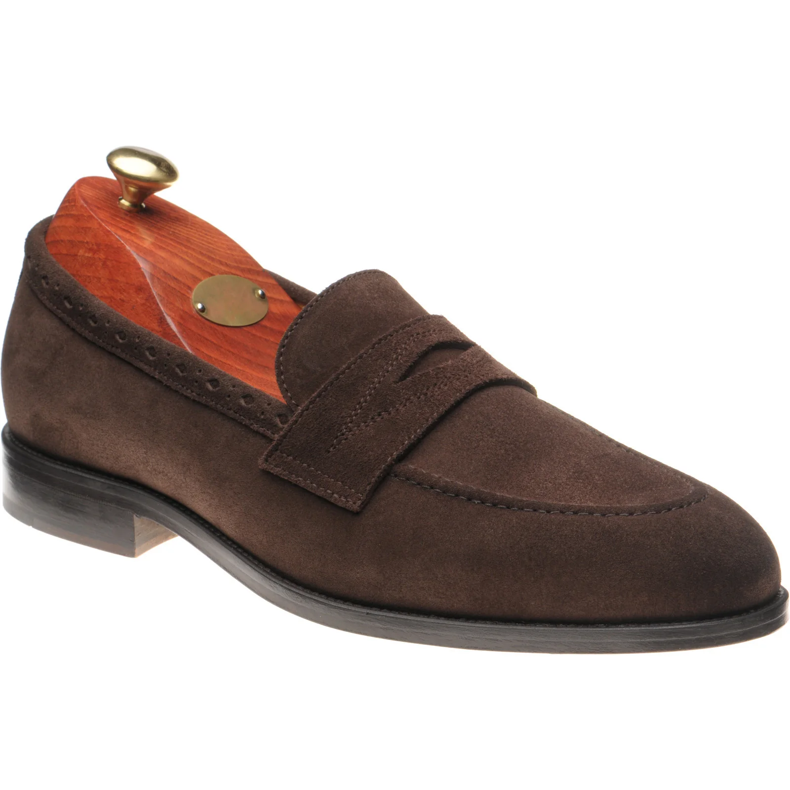 Wildsmith Model 98 mens loafers in dark brown suede (second)