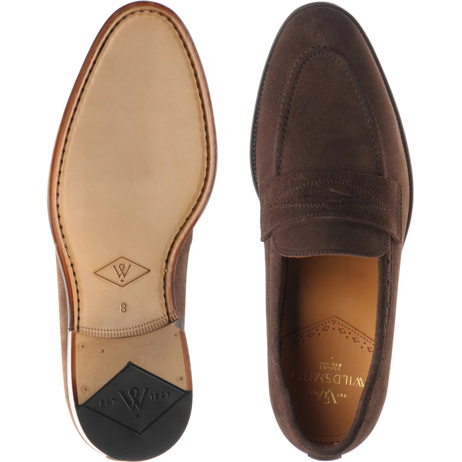 Wildsmith Model 98 mens loafers in dark brown suede (second) - Image 3