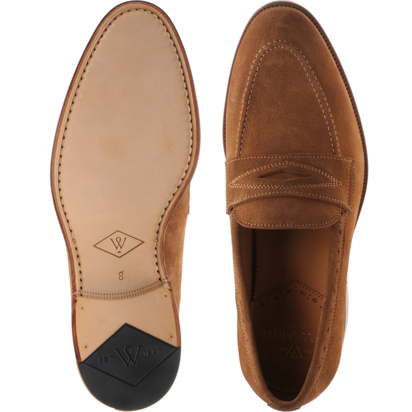 Wildsmith Model 98 mens loafers in tan suede (second) - Image 3