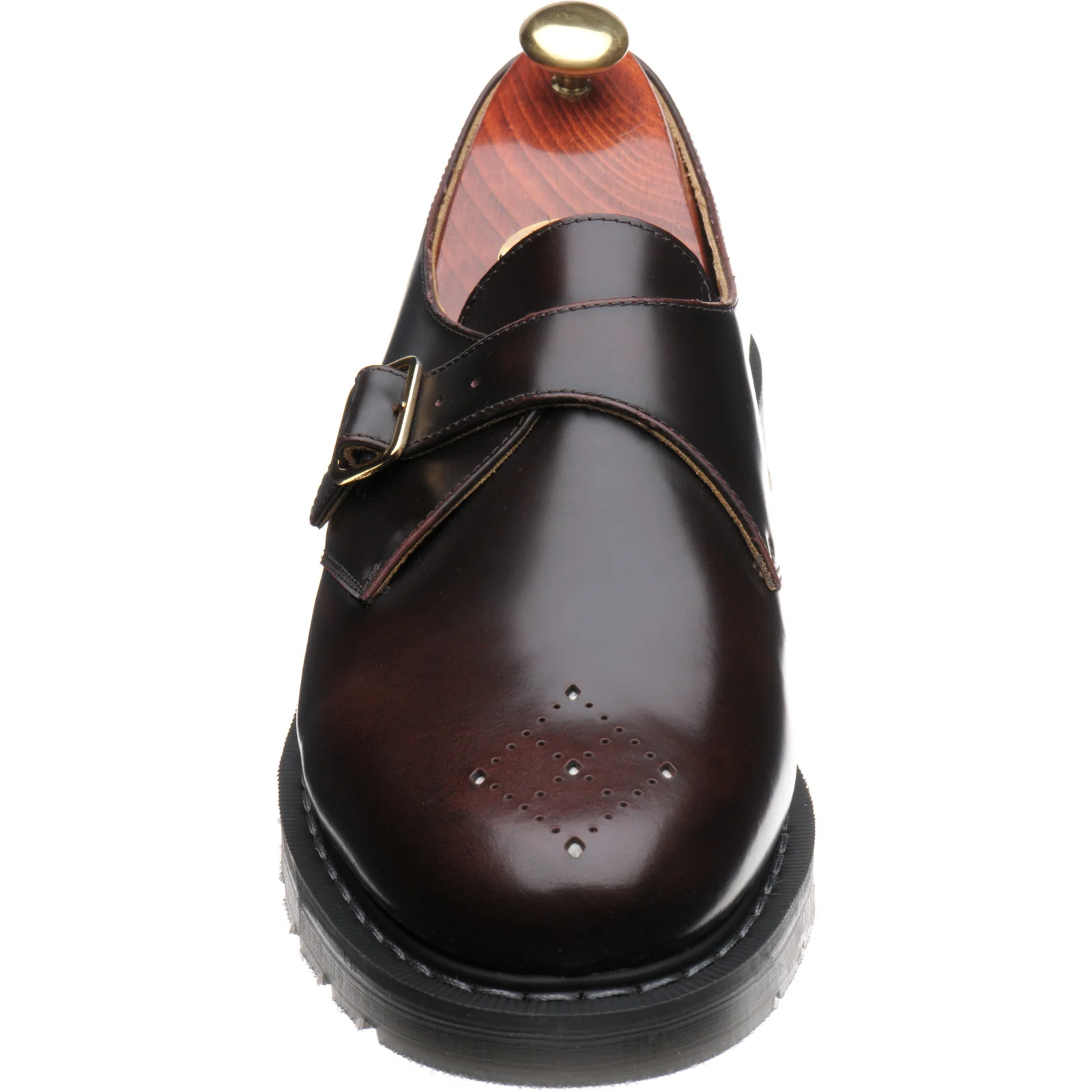 Wildsmith Model Monk mens rubber-soled monk shoes in burgundy rub off - Image 2