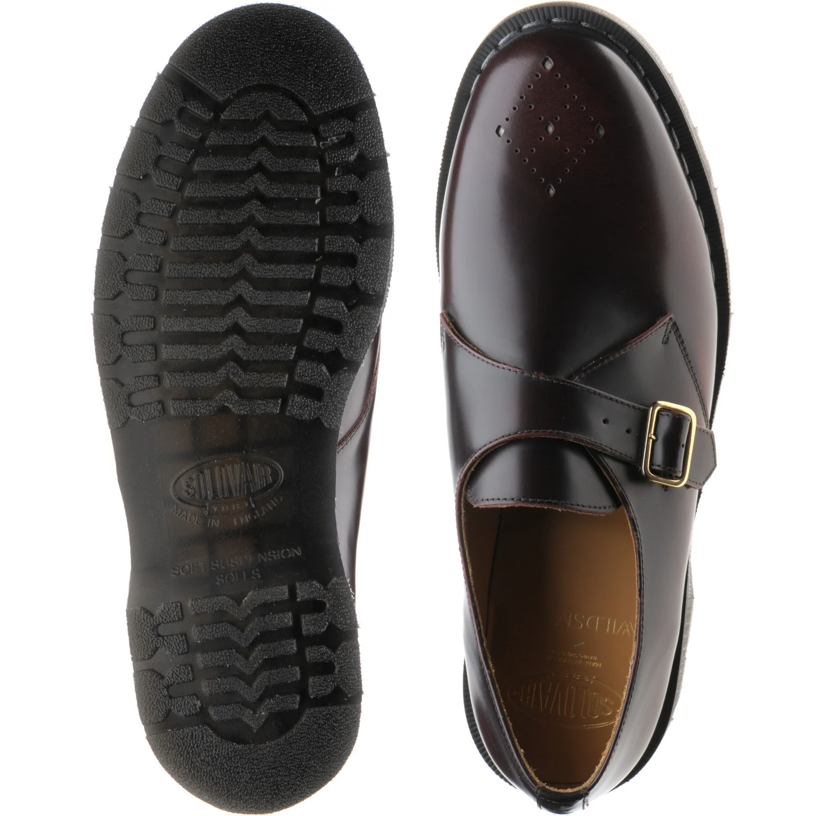 Wildsmith Model Monk mens rubber-soled monk shoes in burgundy rub off - Image 3