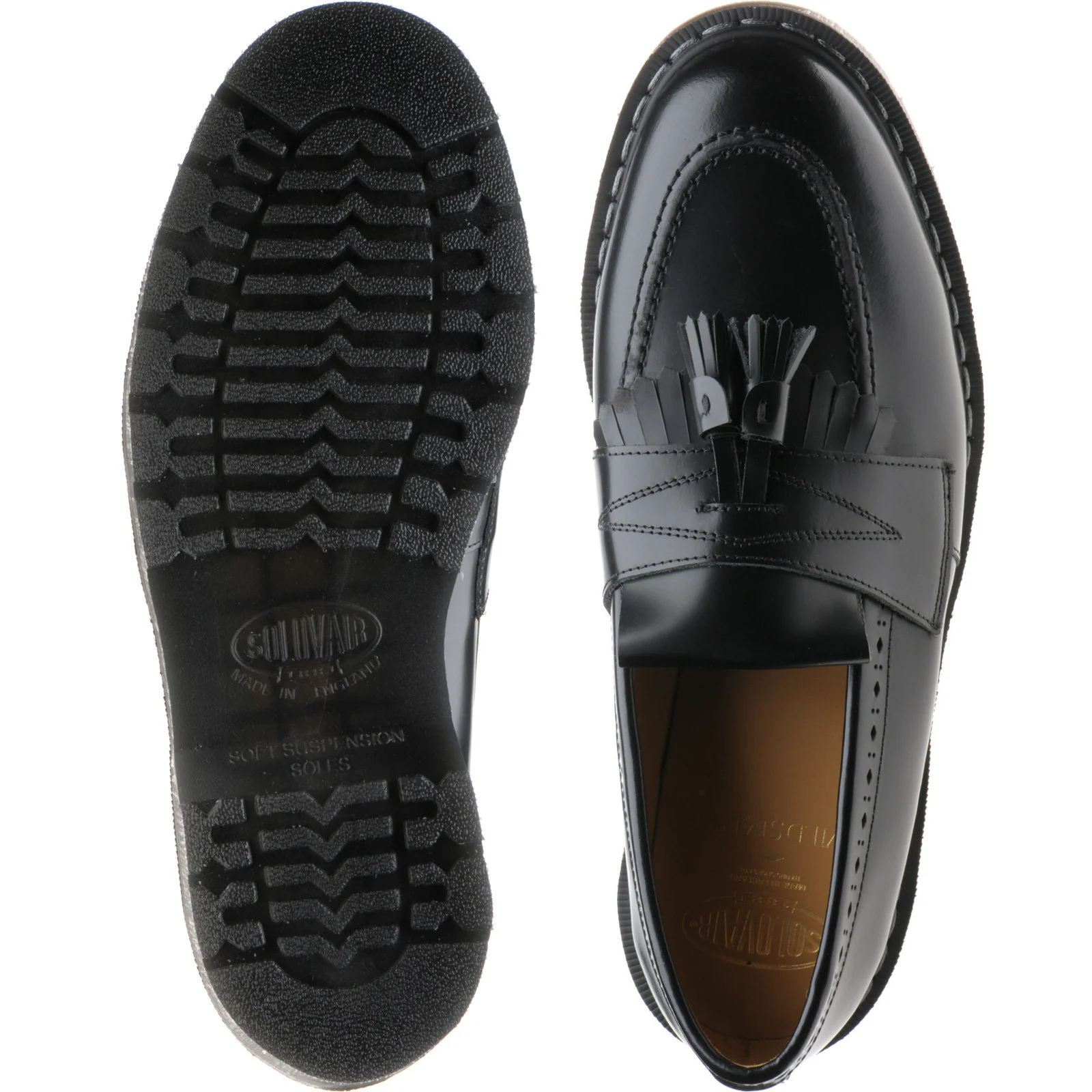 Wildsmith Model Tassel mens rubber-soled tasselled loafers in black polished - Image 3