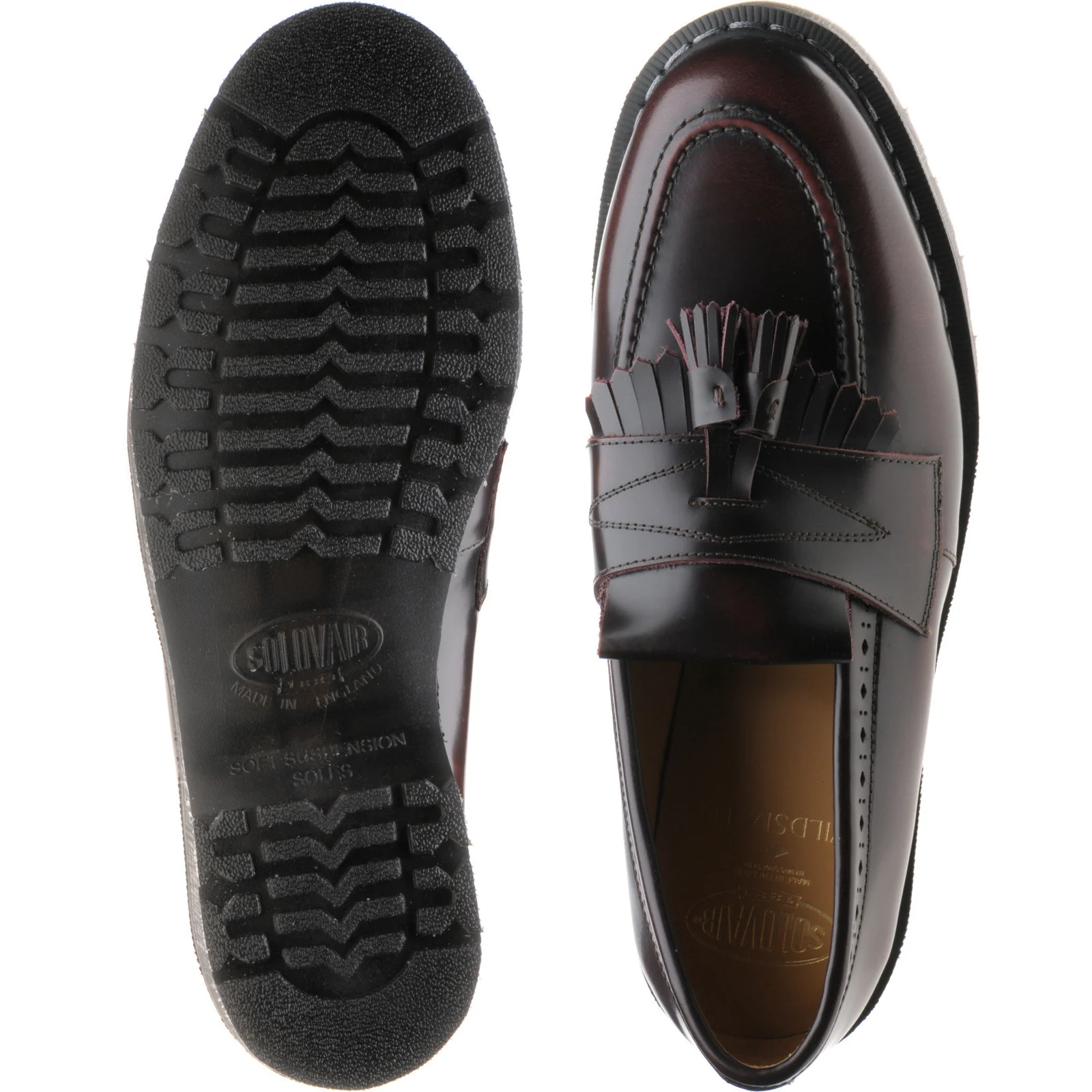 Wildsmith Model Tassel mens rubber-soled tasselled loafers in burgundy rub off - Image 3