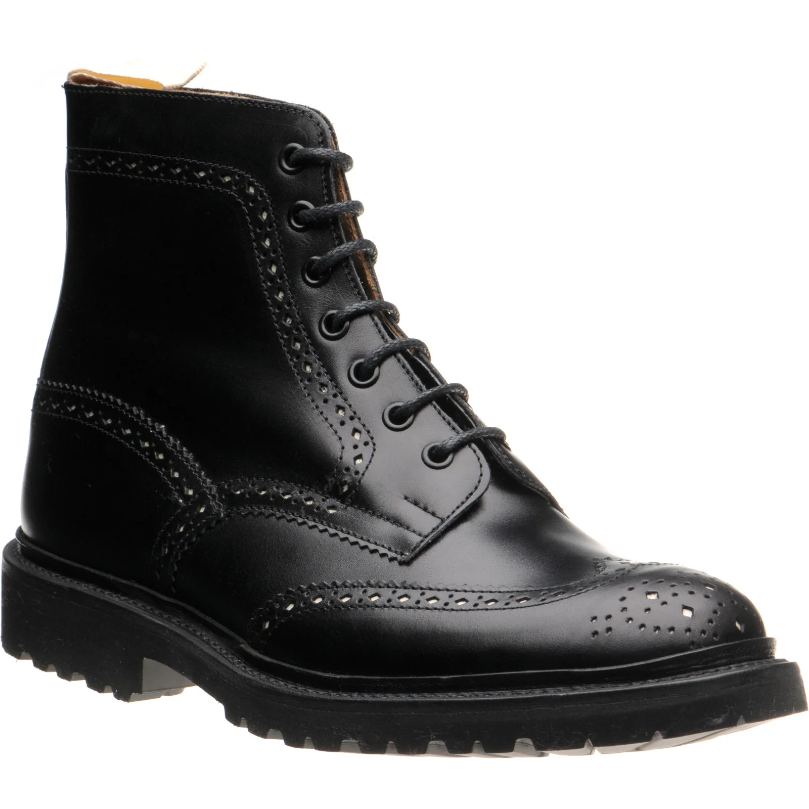 Wildsmith Wildsmith Stow LW mens rubber-soled brogue boots in black calf